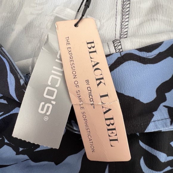 Chico's Black Label Blue Rose Floral Pants Statement Chic Art Print Sz 16 NWT - Picture 6 of 10